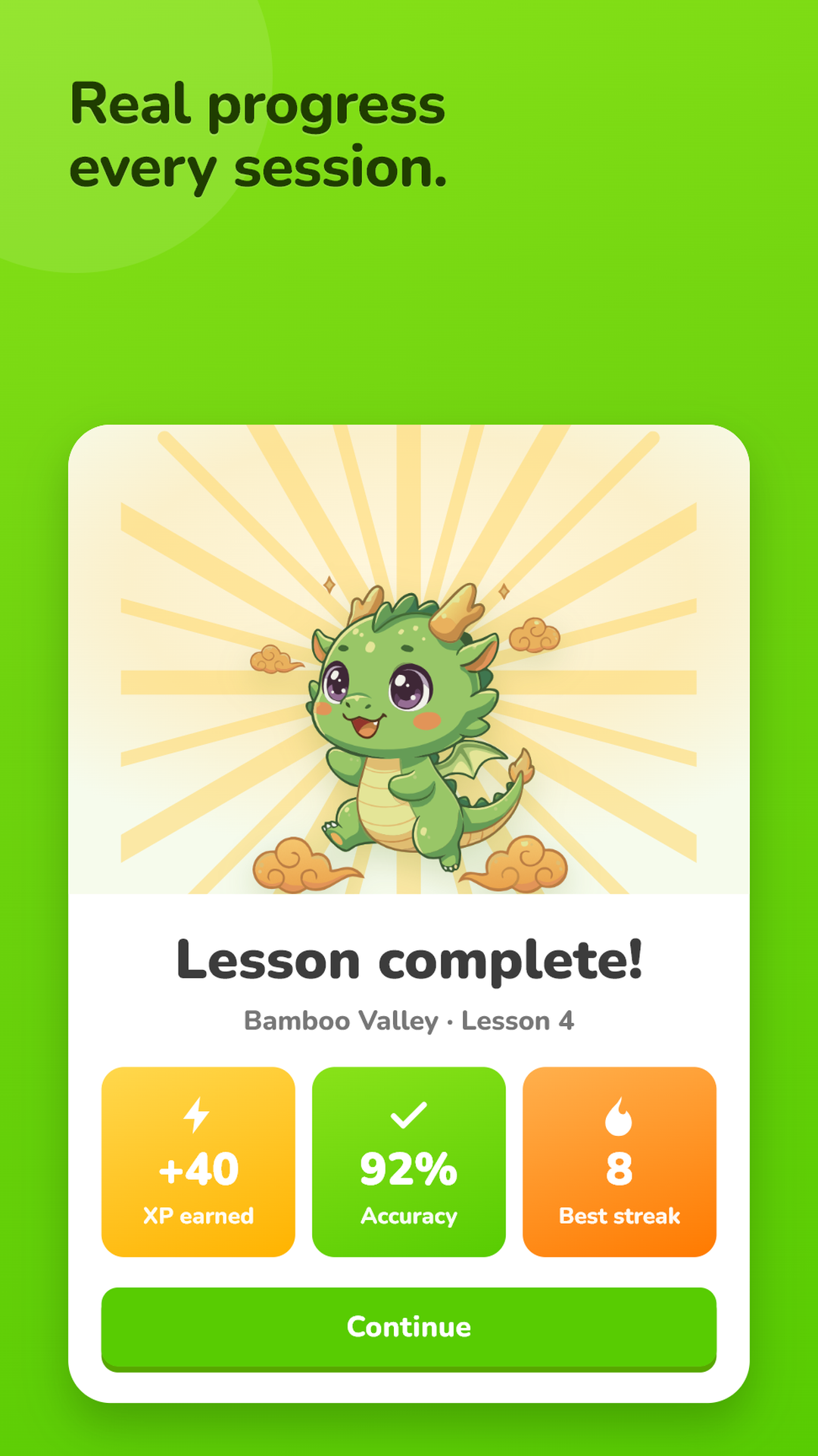 Session complete rewards screen